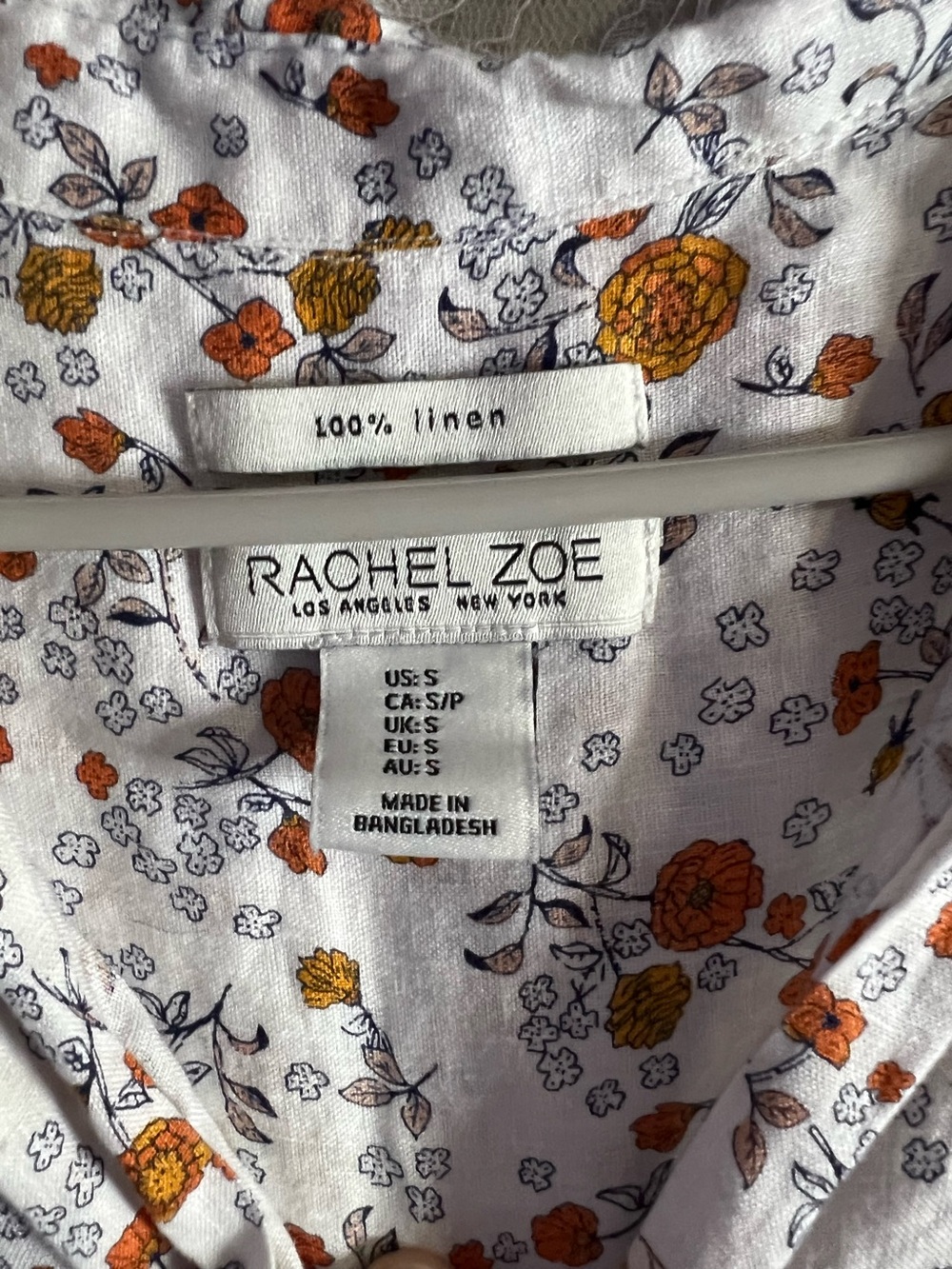 Rachel Zoe 100% Linen Floral Button Down Top Women’s Small - Picture 4 of 6